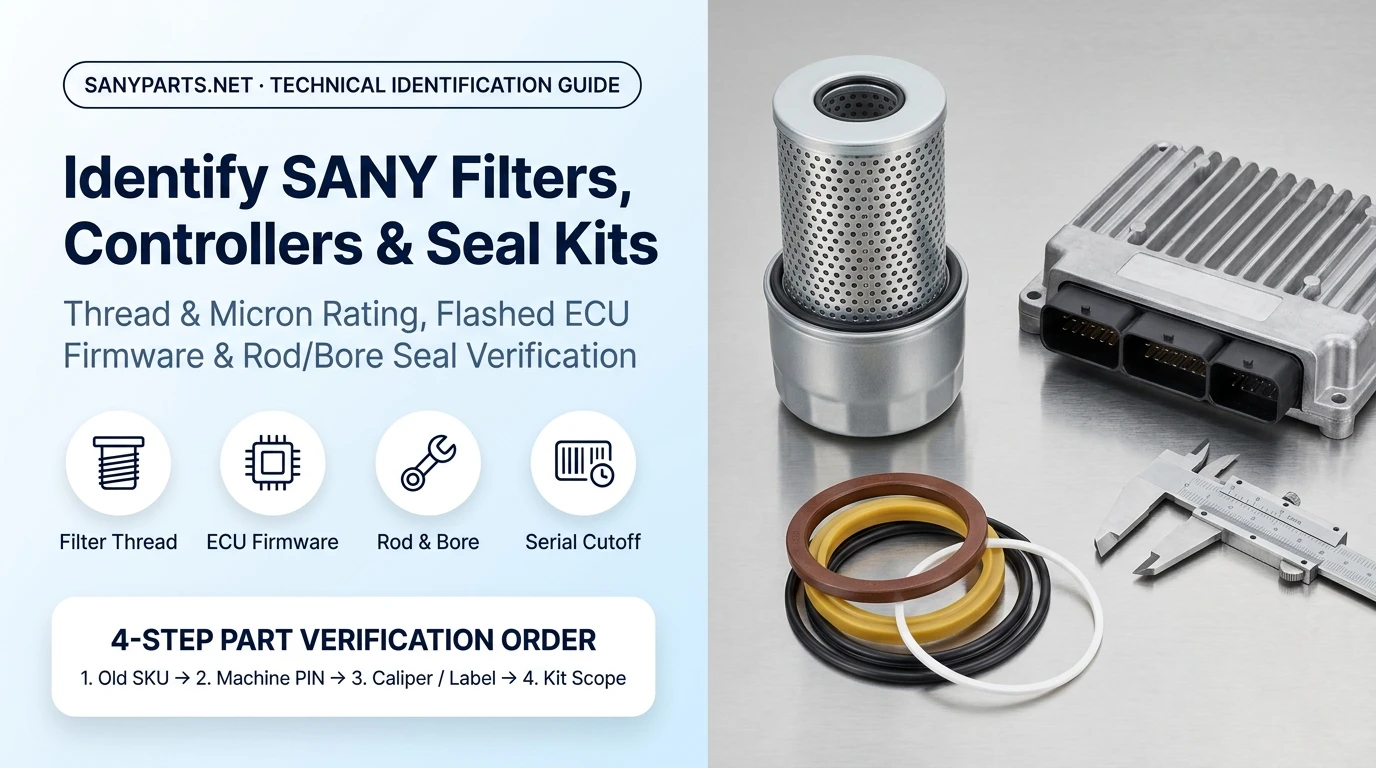 Cómo identificar un filtro, controlador o kit de sellos SANY